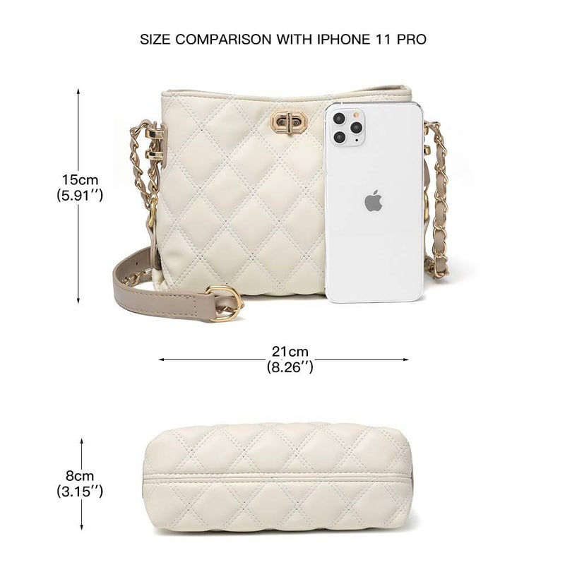 Sivim Small Crossbody Bags for Women Purses Fashion Leather Lightweight Handbags Shoulder Bag(Beige) - Image 2